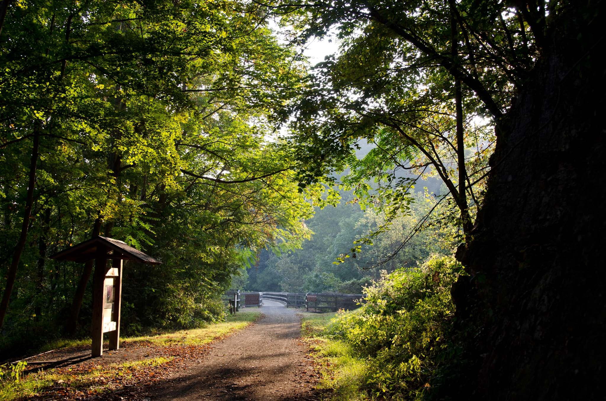 The New River Trail near the Pulaski / Dora trailhead in the New River Valley, Virginia